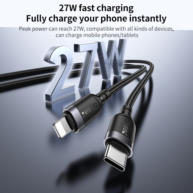 YESIDO 27W USB-C TO LIGHTNING CABLE 1.2M BLACK CA189 thumbnail 4