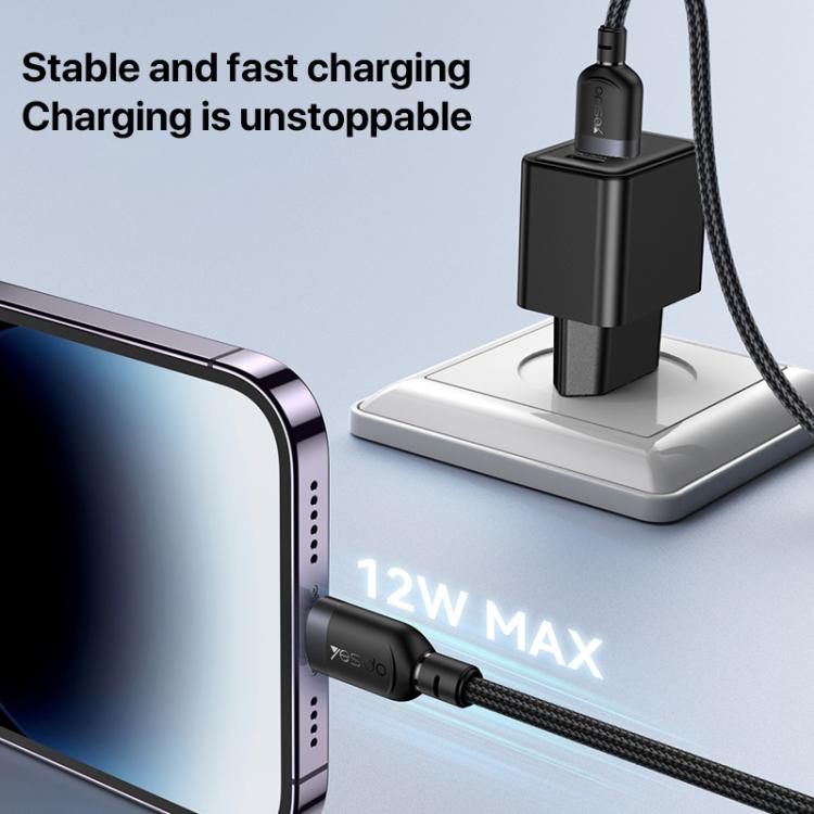 YESIDO 12W USB-A TO LIGHTNING CABLE 3M BLACK CA134L thumbnail 4