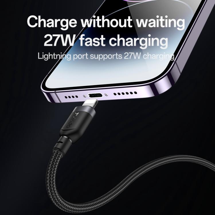 YESIDO 2 IN 1 TYPE C TO LIGHTNING AND TYPE C CABLE BLACK CA90 thumbnail 7