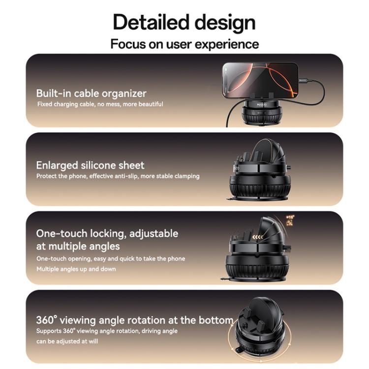 YESIDO DASHBOARD PHONE HOLDER BLACK C272 thumbnail 3