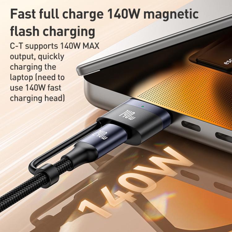 YESIDO 2 IN 1 TYPE C TO TYPE C MAGNETIC CABLE 240W BLACK CA197 thumbnail 7