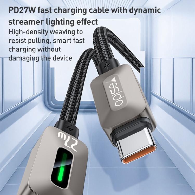 YESIDO PD FAST CABLE  27W TYPE C TO LIGHTNING GREY CA199 thumbnail 10