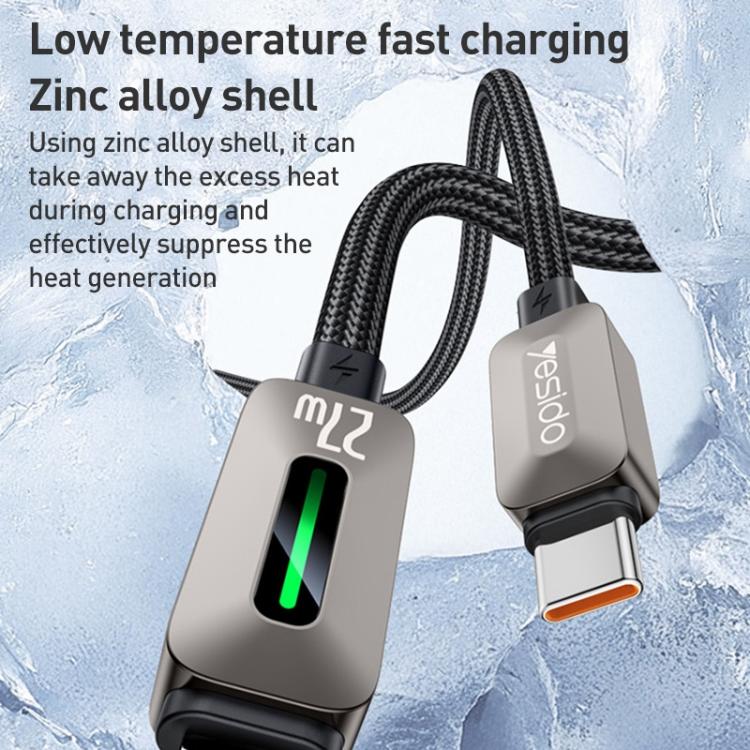 YESIDO PD FAST CABLE  27W TYPE C TO LIGHTNING GREY CA199 thumbnail 3
