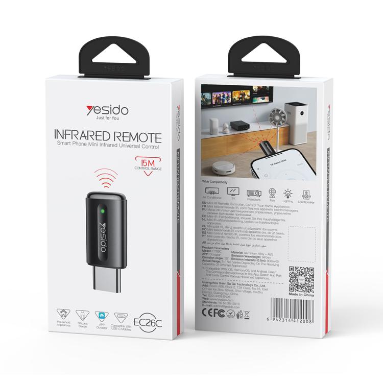 YESIDO INFRARED REMOTE CONTROLTYPE C BLACK EC26C thumbnail 10