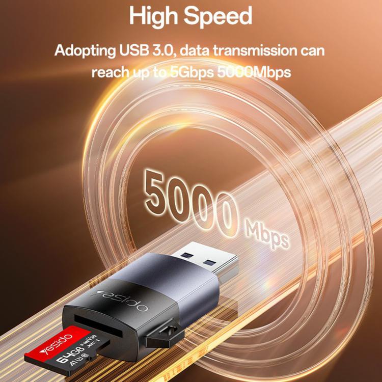 YESIDO USB A TO TF CARD READER BLACK GS36 thumbnail 6