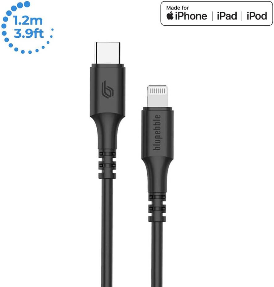 BLUPEBBLE POWERFLOW USB-C TO LIGHTNING CABLE 1.2M BLACK