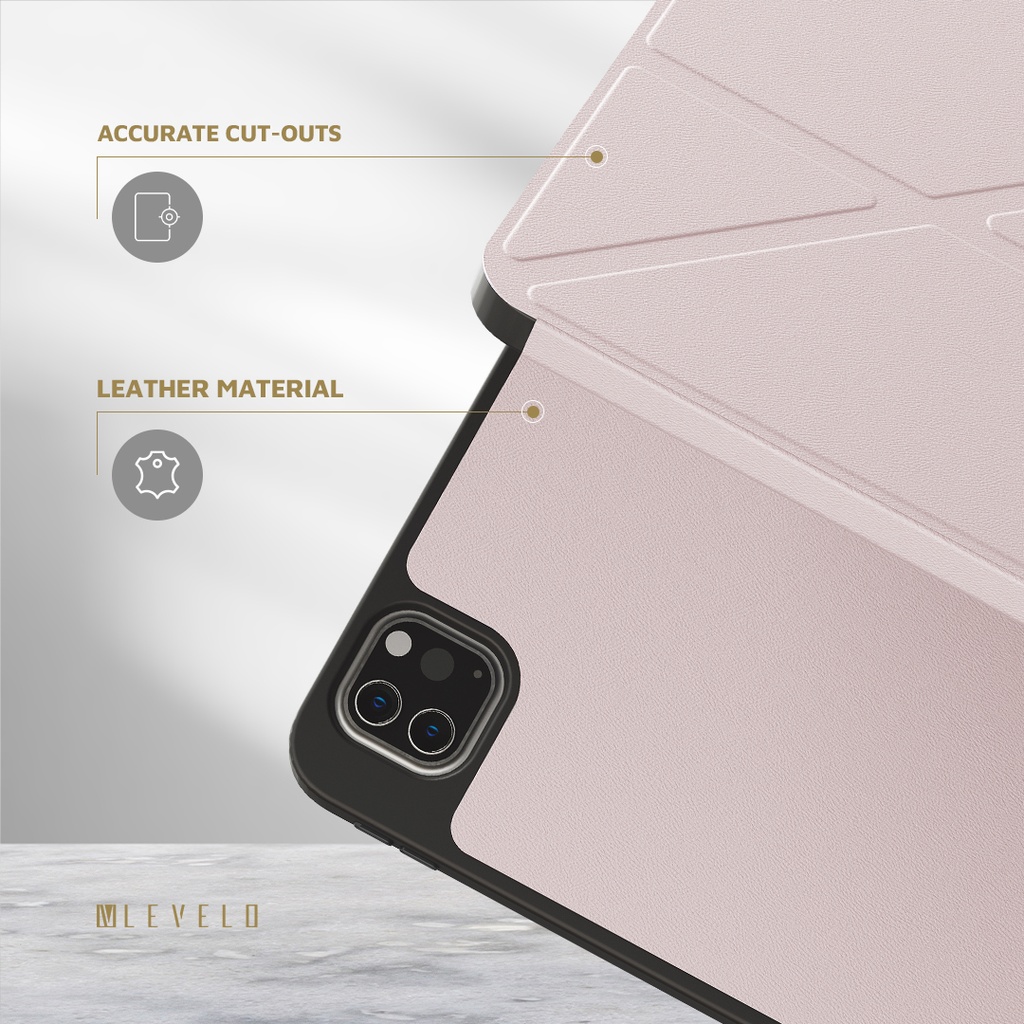 LEVELO IPAD PRO 11 INCH ELEGANT HYBRID LEATHER MAGNETIC CASE PINK LVLELGP11PK thumbnail 4