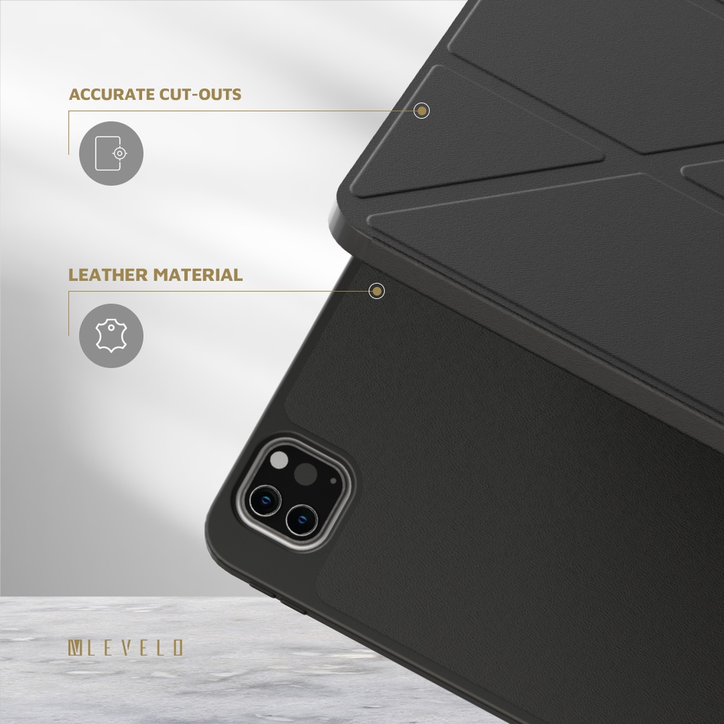 LEVELO ELEGANTE IPAD AIR 10.2 HYBRID LEATHER MAGNETIC CASE BLACK LVLELGP12BK thumbnail 3