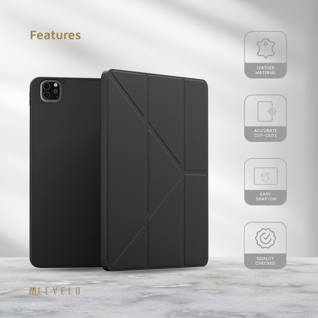 LEVELO ELEGANTE IPAD AIR 10.2 HYBRID LEATHER MAGNETIC CASE BLACK LVLELGP12BK thumbnail 2