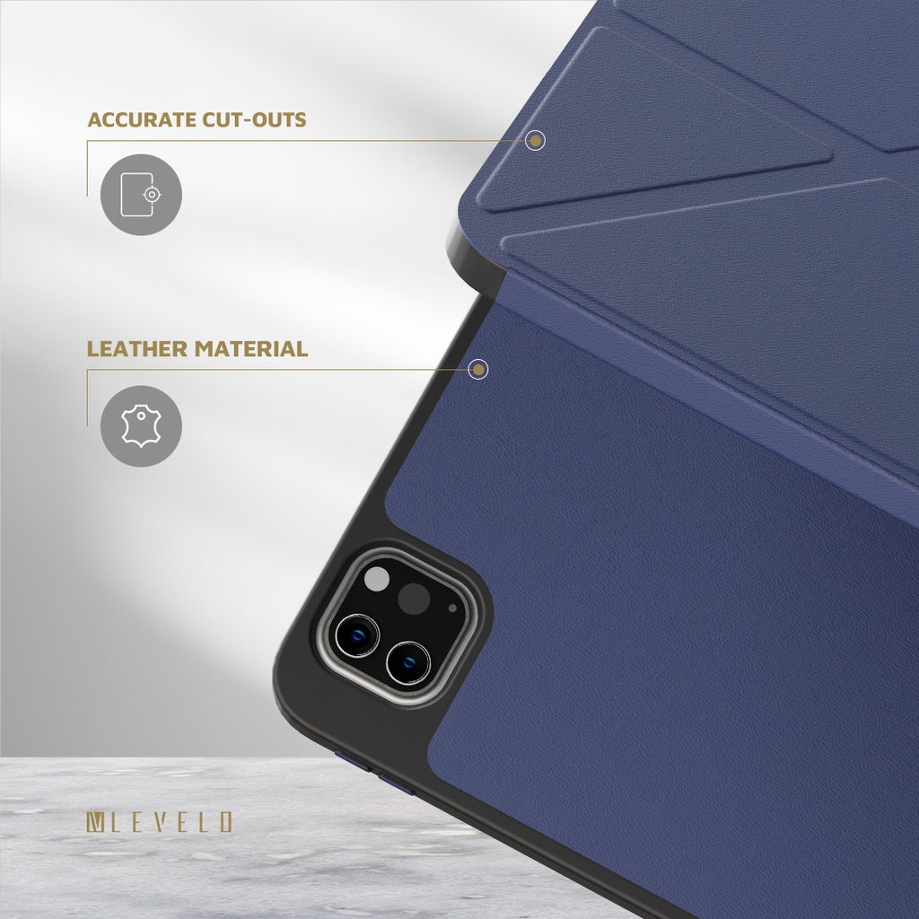LEVELO ELEGANTE IPAD AIR 10.2 HYBRID LEATHER MAGNETIC CASE BLUE LVLELGP12BU thumbnail 3