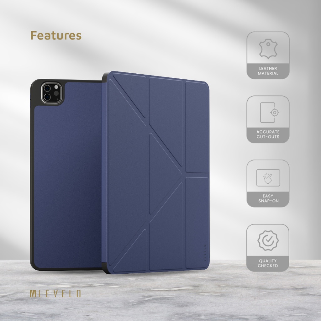 LEVELO ELEGANTE IPAD AIR 10.2 HYBRID LEATHER MAGNETIC CASE BLUE LVLELGP12BU thumbnail 2
