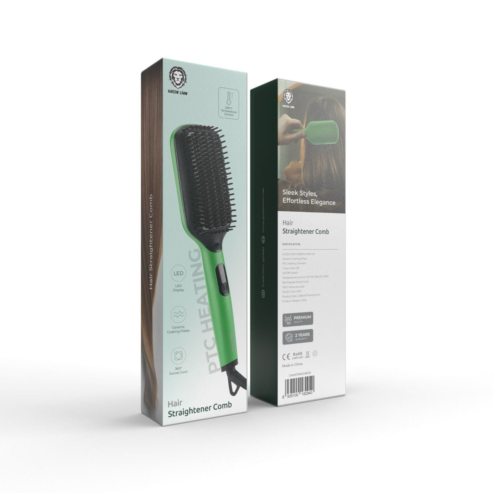 GREEN LION HAIR STRAIGHTENER COMB GREEN GNHSTNRCMBGN thumbnail 3