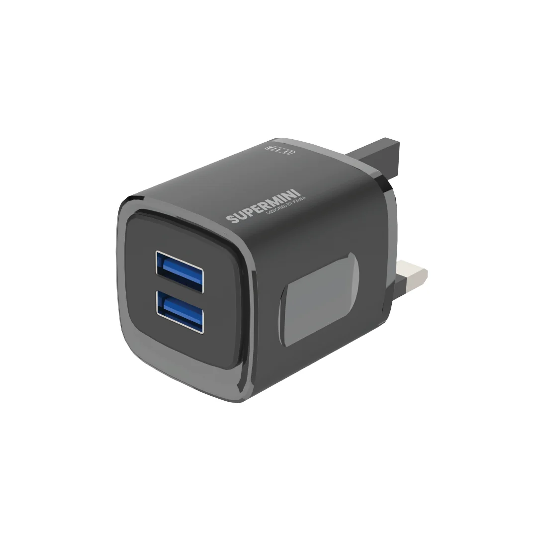 PAWA SUPERMINI TRAVEL CHARGER DUAL USB 3.1A BLACK PW-TCSP31UK-BK