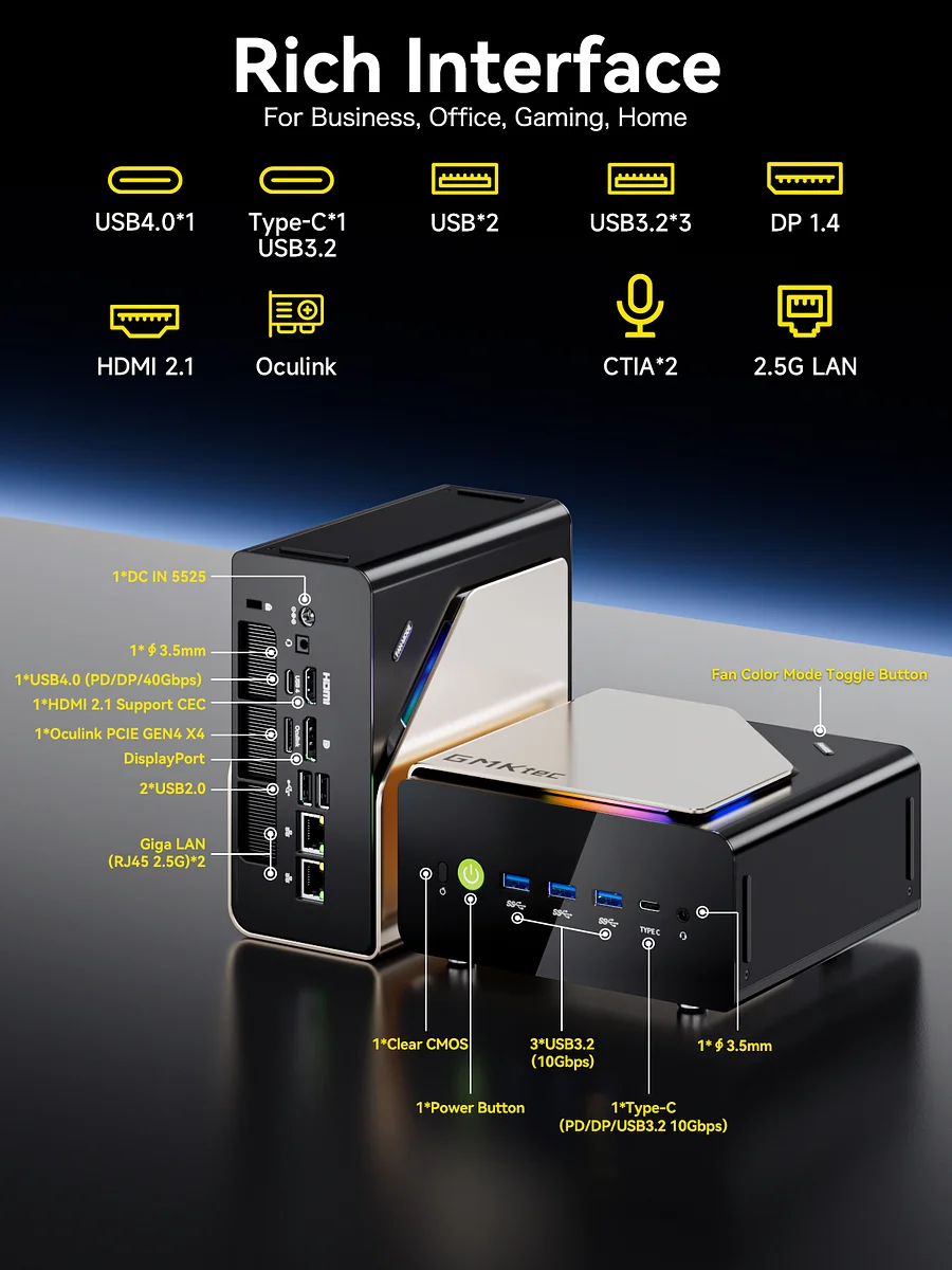 GMKTEC MINI PC INTEL ULTRA 9 285H 64GB RAM 1TB SSD WIN 11 PRO NUCBOX-EVO-T1 thumbnail 8