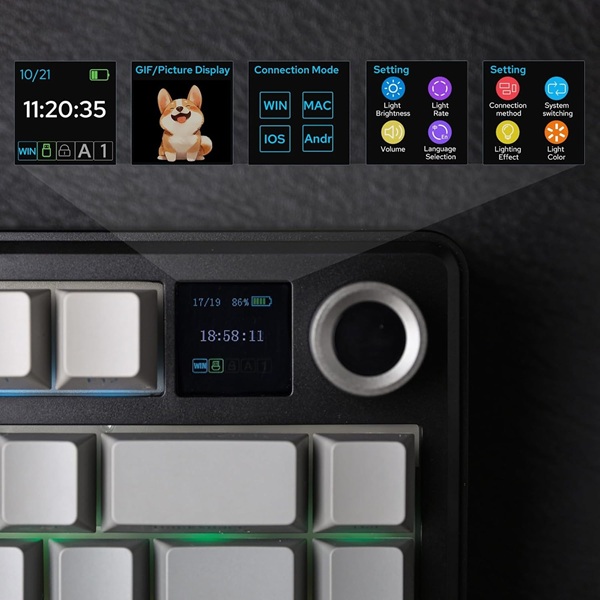 AULA 75 KEYS RGB 75% MECHANICAL GAMING KEYBOARD TRI MODE KNOB REAPER SWITCH GRADIENT GRAY F75 MAX thumbnail 4