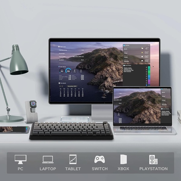 AULA 75 KEYS RGB 75% MECHANICAL GAMING KEYBOARD TRI MODE KNOB REAPER SWITCH GRADIENT GRAY F75 MAX thumbnail 5