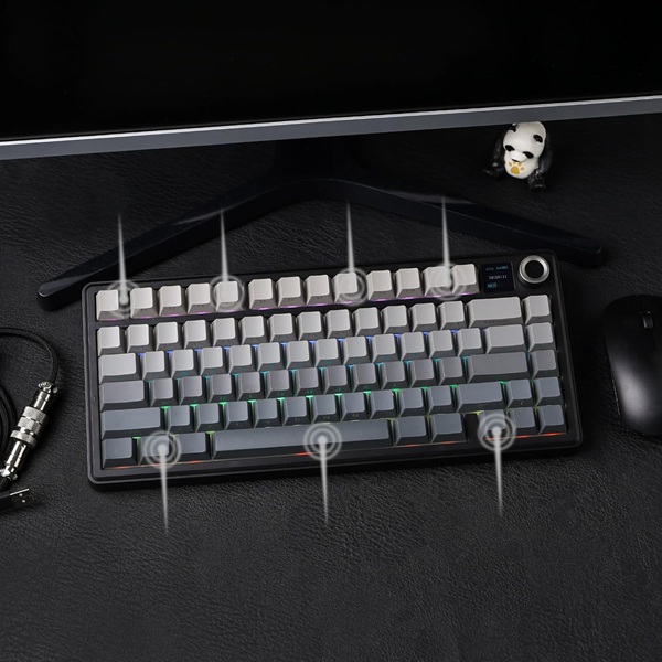 AULA 75 KEYS RGB 75% MECHANICAL GAMING KEYBOARD TRI MODE KNOB REAPER SWITCH GRADIENT GRAY F75 MAX thumbnail 7