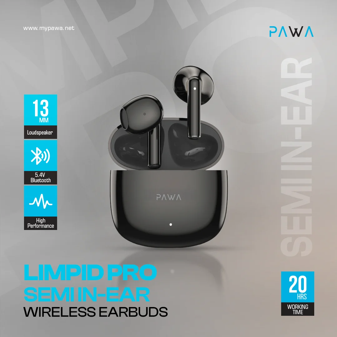 PAWA LIMPID PRO SEMI IN EAR WIRELESS EARBUDS BLACK PW-EBW050-BK thumbnail 6