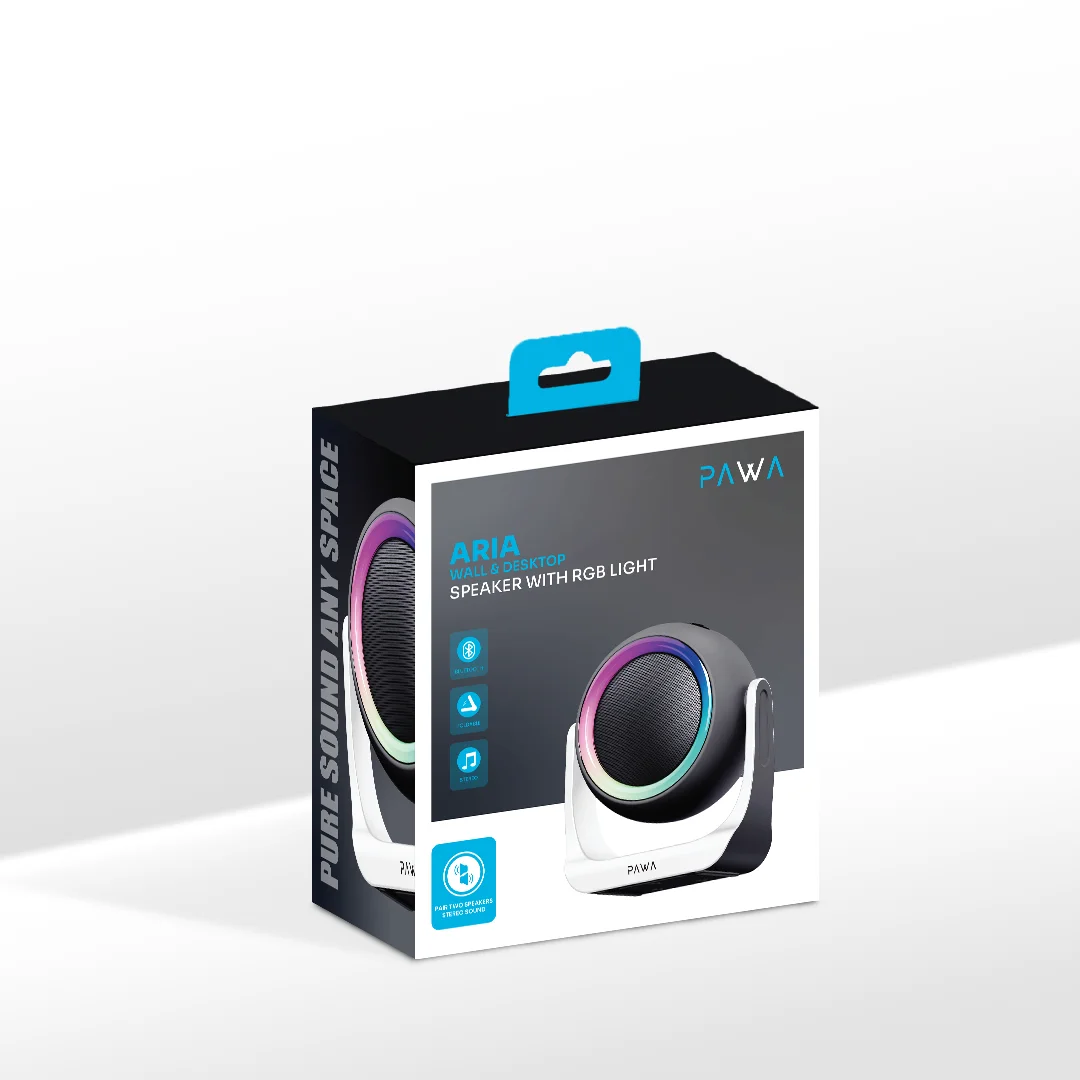 PAWA ARIA WALL AND DESKTOP SPEAKER WITH RGB LIGHT BLACK PW-SPWLTW55-BK thumbnail 6
