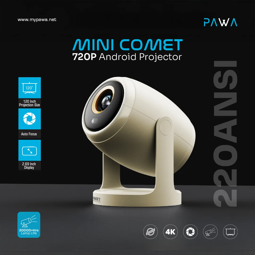 PAWA MINI COMET 720P ANDROID PROJECTOR WITH 220ANSI LUMENS BEIGE PW-PPRJ7218-BG thumbnail 2