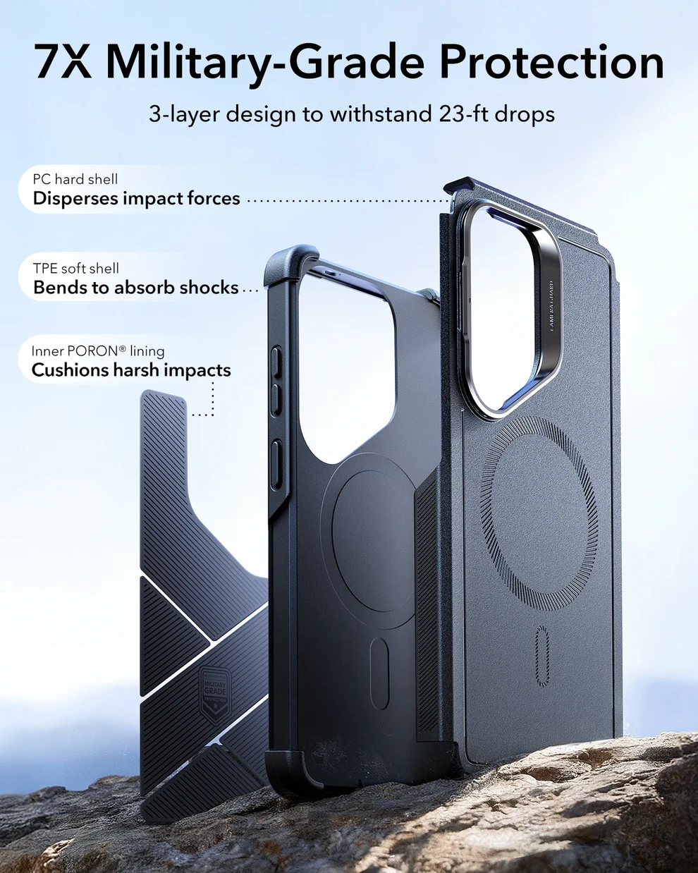 ESR CYBER TOUGH MAGNETIC CASE (STASH STAND) COMPATIBLE WITH S26 ULTRA BLACK thumbnail 3