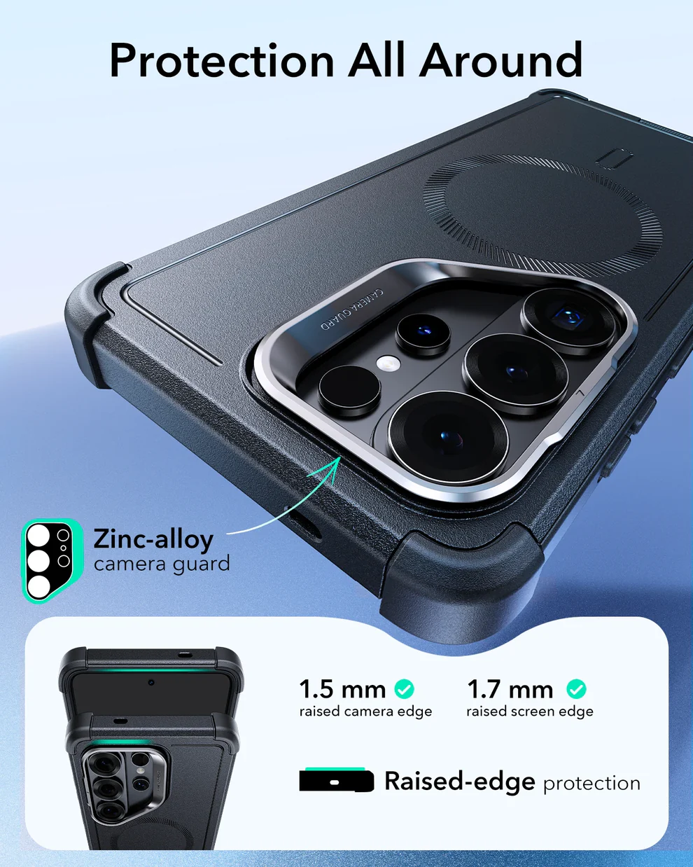 ESR CYBER TOUGH MAGNETIC CASE (STASH STAND) COMPATIBLE WITH S26 ULTRA BLACK thumbnail 2