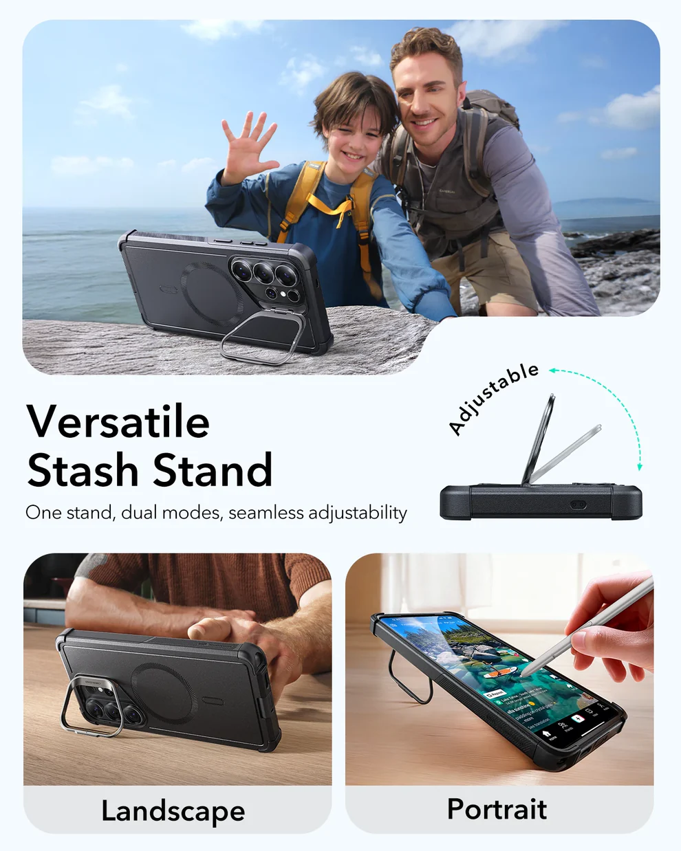 ESR CYBER TOUGH MAGNETIC CASE (STASH STAND) COMPATIBLE WITH S26 ULTRA BLACK thumbnail 5