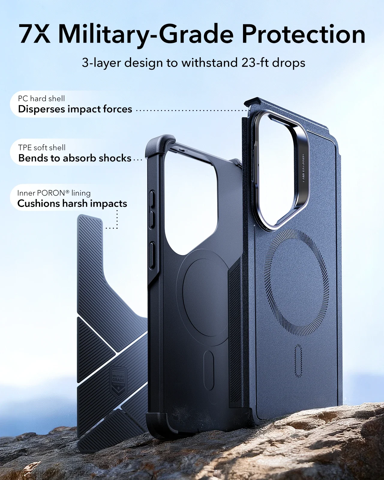 ESR CYBER SERIES TOUGH MAGNETIC CASE (STASH STAND) COMPATIBLE WITH S26 ULTRA NAVY BLUE thumbnail 3