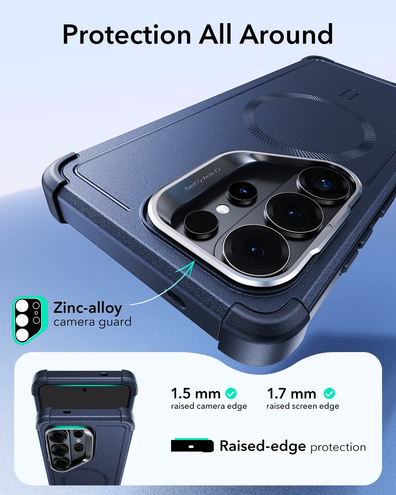 ESR CYBER SERIES TOUGH MAGNETIC CASE (STASH STAND) COMPATIBLE WITH S26 ULTRA NAVY BLUE thumbnail 2