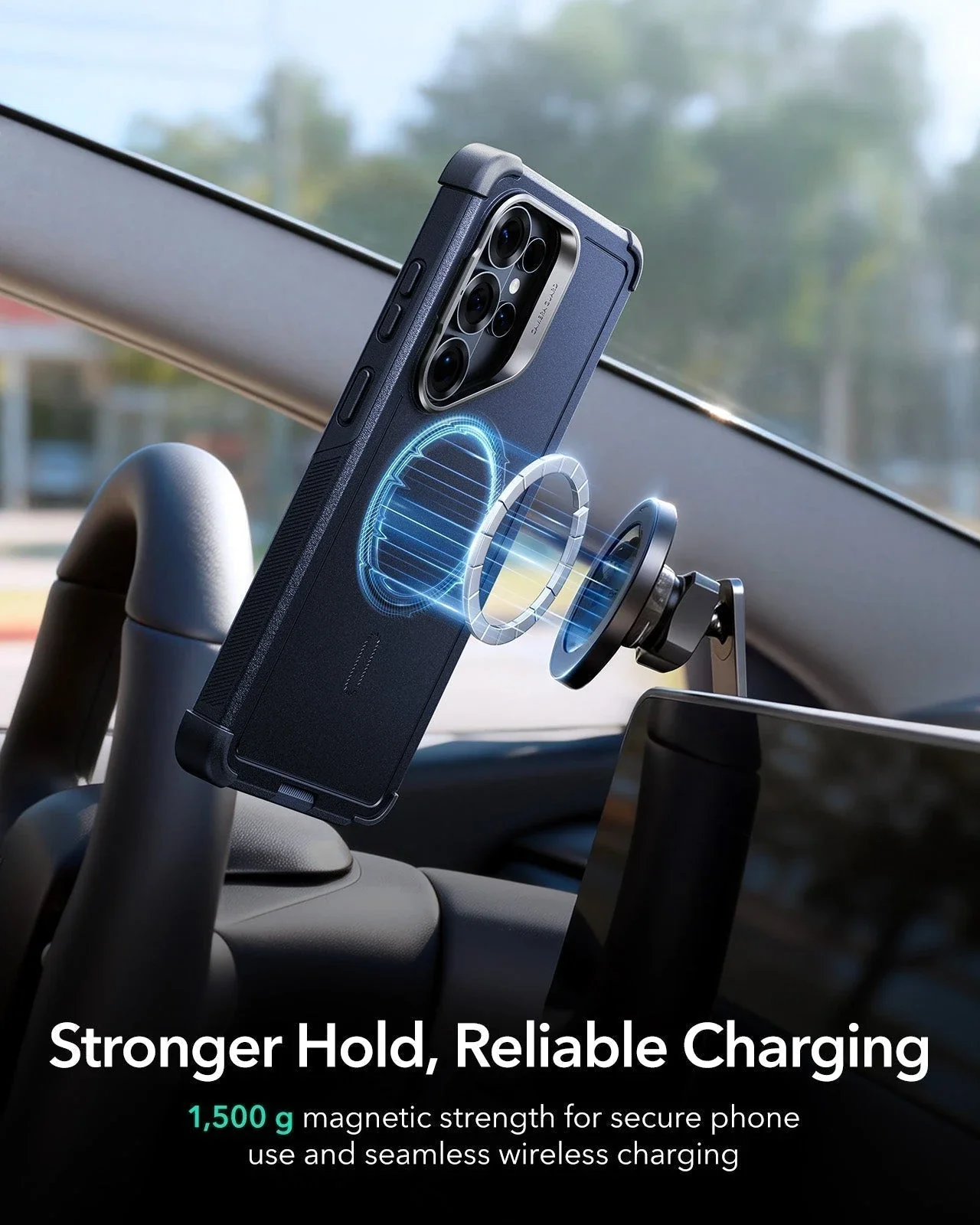 ESR CYBER SERIES TOUGH MAGNETIC CASE (STASH STAND) COMPATIBLE WITH S26 ULTRA NAVY BLUE thumbnail 5