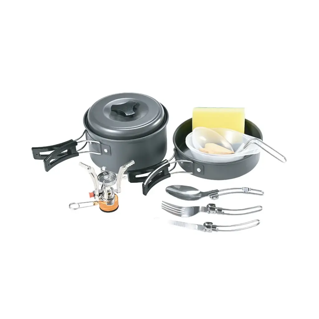 Green Lion 10-in-1 Camping Cookware Set (Black, GN10N1COOKBK) - Versatile and Durable Outdoor Cooking Kit