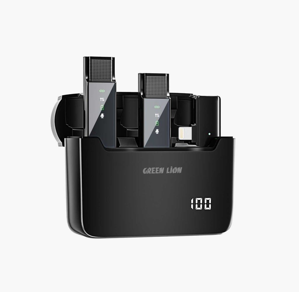 GREEN LION 2 IN 1 DIGITAL DISPLAY MICROPHONE LIGHTNING CONNECTOR BLACK GN2IN1DDMLTBK