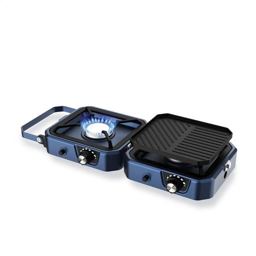 GREEN LION 2 IN 1 PORTABLE CAMPING STOVE BLUE GN2IN1FLSTOVBL