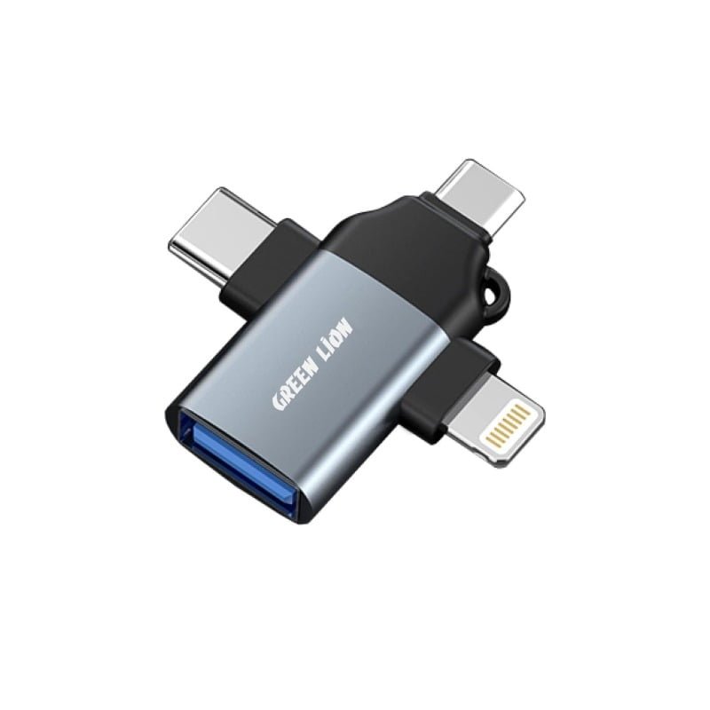 GREEN 3 IN 1 OTG LIGHTNING/MICRO/TYPE-C GRAY GN3IN1OTGGY