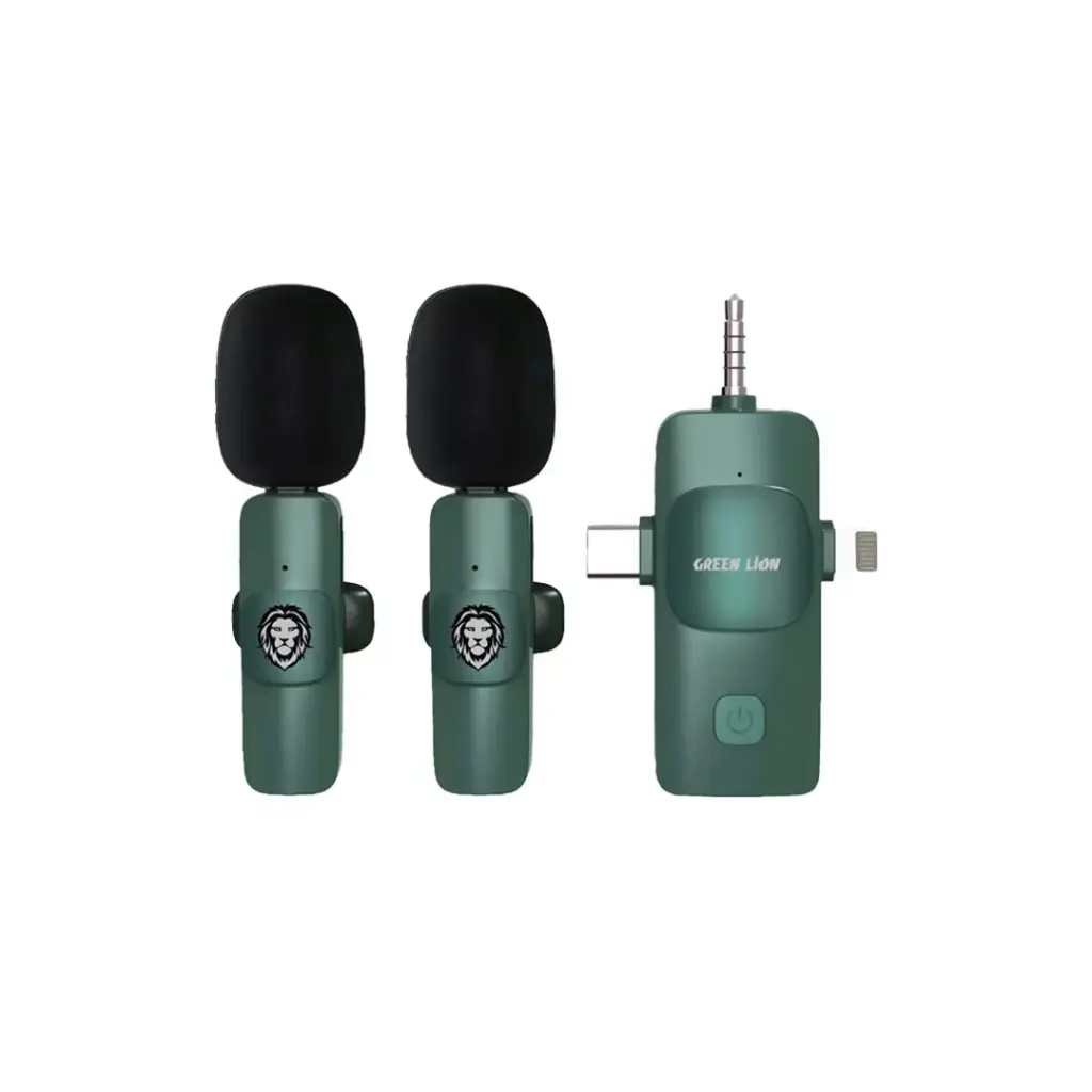 GREEN LION 3 IN 1 MICROPHONE TYPE C AND LIGHTNING AND AUX GREEN GN3IN1WMGN