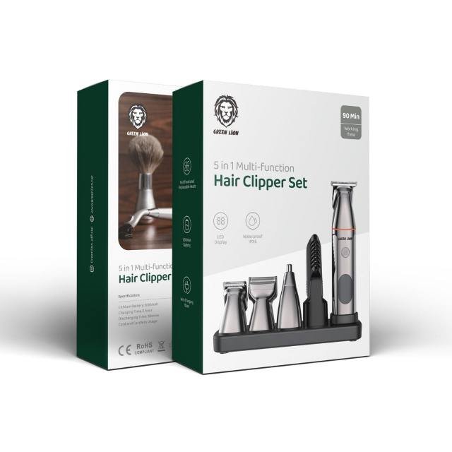 GREEN LION 5 IN 1 MULTI-FUNCTION HAIR CLIPPER SET 600MAH BLACK GN5IN1MHTRMBK thumbnail 2
