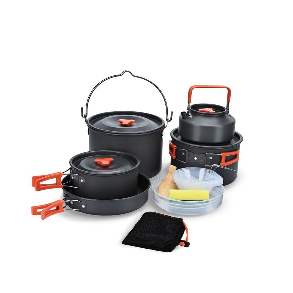 GREEN LION PORTABLE CAMPING COOKWARE SET ORANGE BLACK GNCMPCKSETOBK