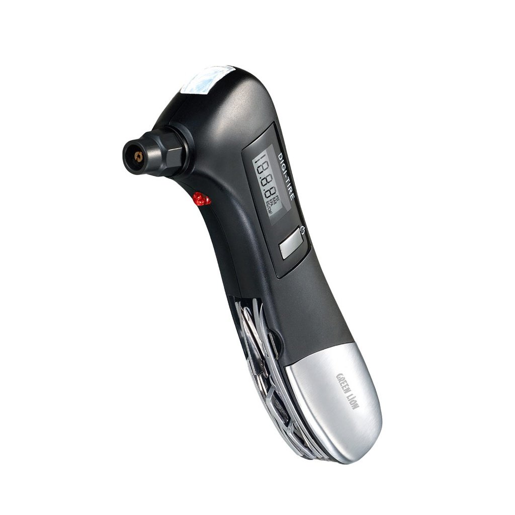 GREEN LION DIGITAL TIRE PRESSURE GAUGE 9 IN 1 RESCUE TOOL BLACK GNDITIREPRBK