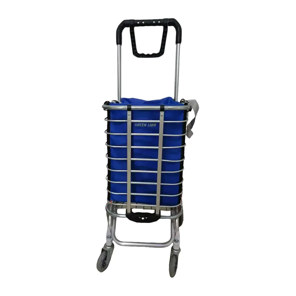 GREEN LION FOLDABLE SHOPPING TROLLEY SILVER GNFLDSHPTRS thumbnail 2