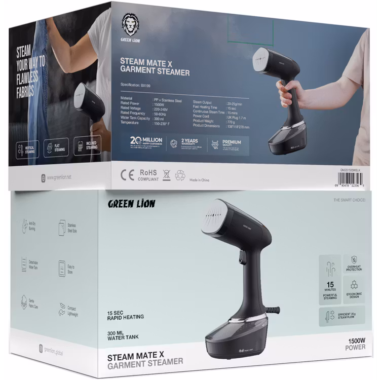 GREEN LION STEAM MATE X GARMENT STEAMER 1500W BLACK GNGS1500WBK thumbnail 4