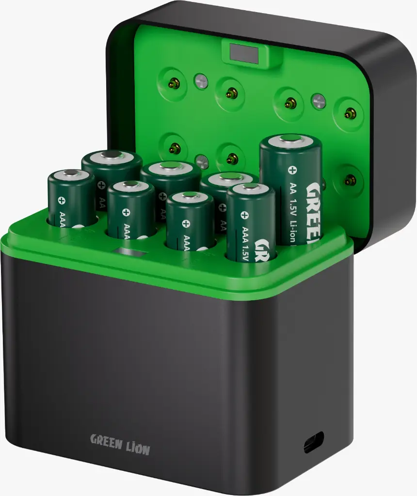 GREEN LION RECHARGEABLE 4*AA + 4*AAA BATTERY DOCK USB-C BLACK GNRB4A43APBK thumbnail 2