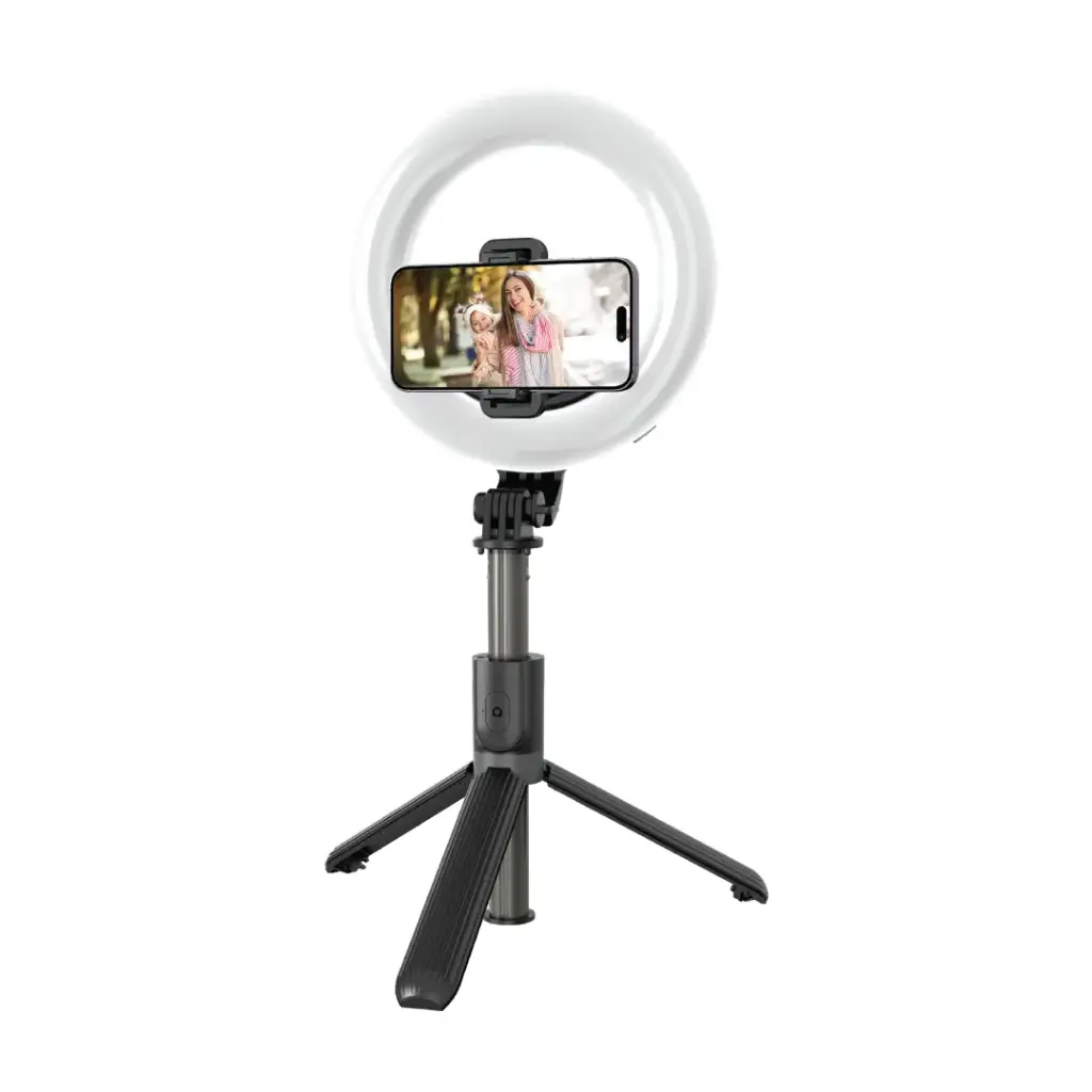 GREEN LION RING LIGHT 6 INCH SELFIE STICK BLACK GNRNGLT6SSBK