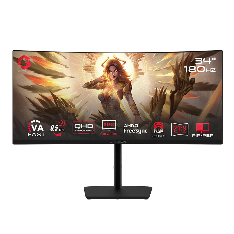 GAMEON 34 INCH WQHD 180 HZ 0.5MS CURVED GAMING MONITOR WITH SPEAKER GOC34WQHD180VA
