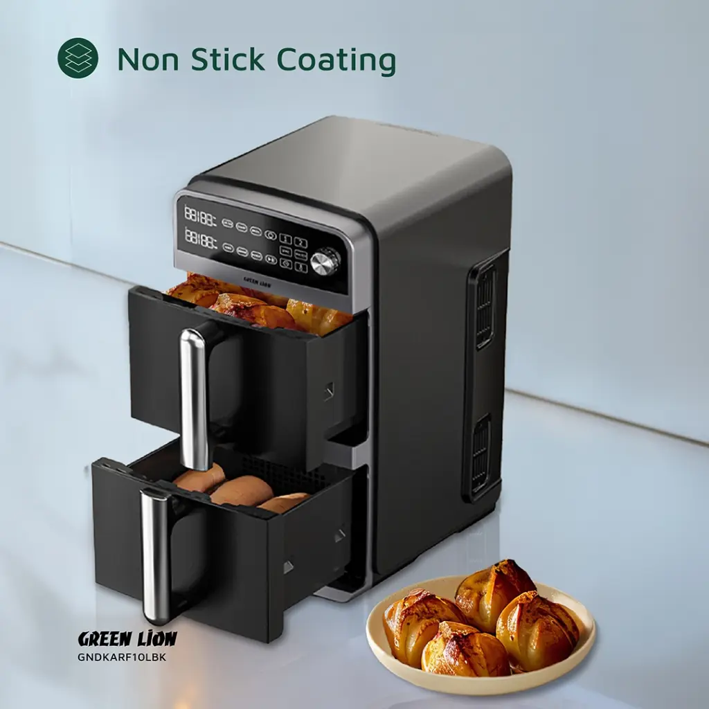GREEN LION DOUBLE DECKER AIR FRYER 10L BLACK GNDKARF10LBK thumbnail 7