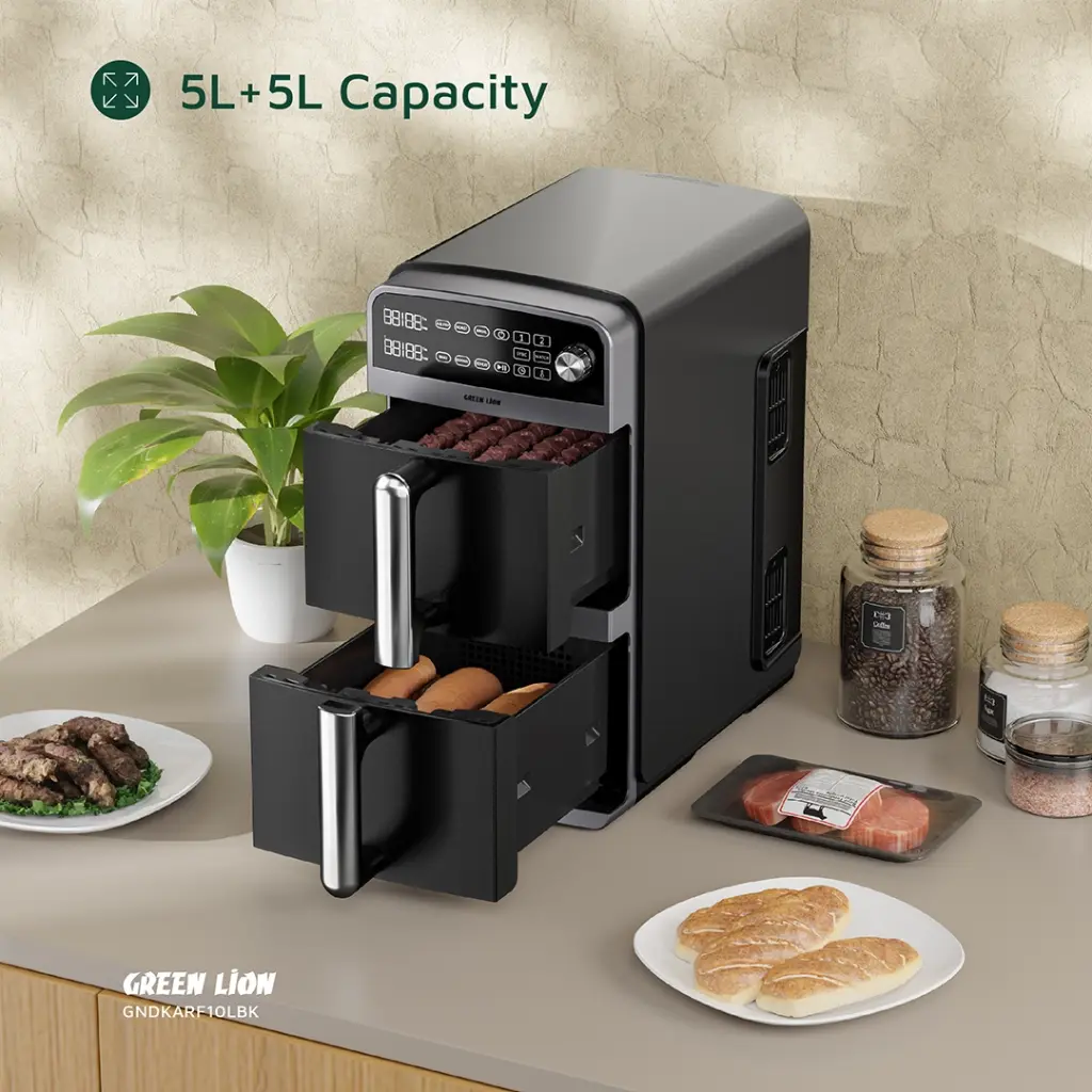 GREEN LION DOUBLE DECKER AIR FRYER 10L BLACK GNDKARF10LBK thumbnail 6