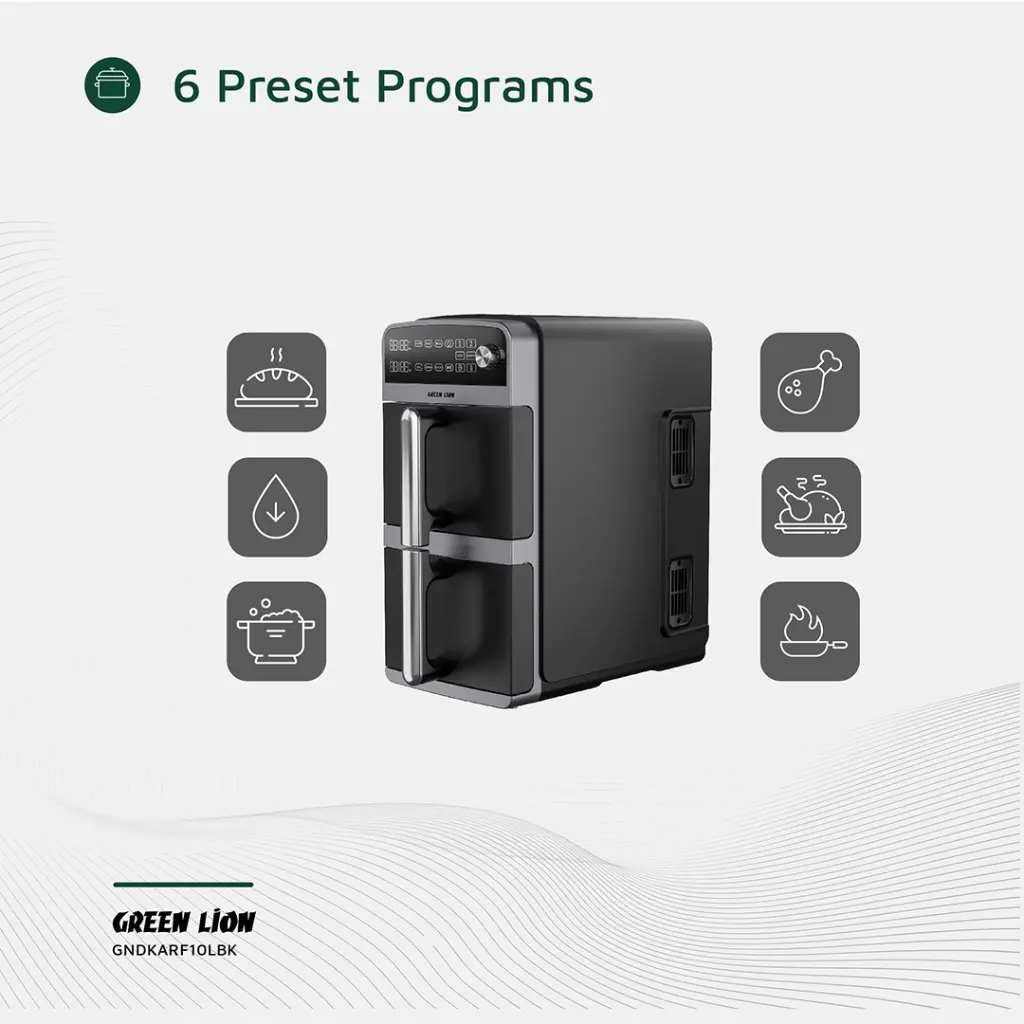 GREEN LION DOUBLE DECKER AIR FRYER 10L BLACK GNDKARF10LBK thumbnail 5