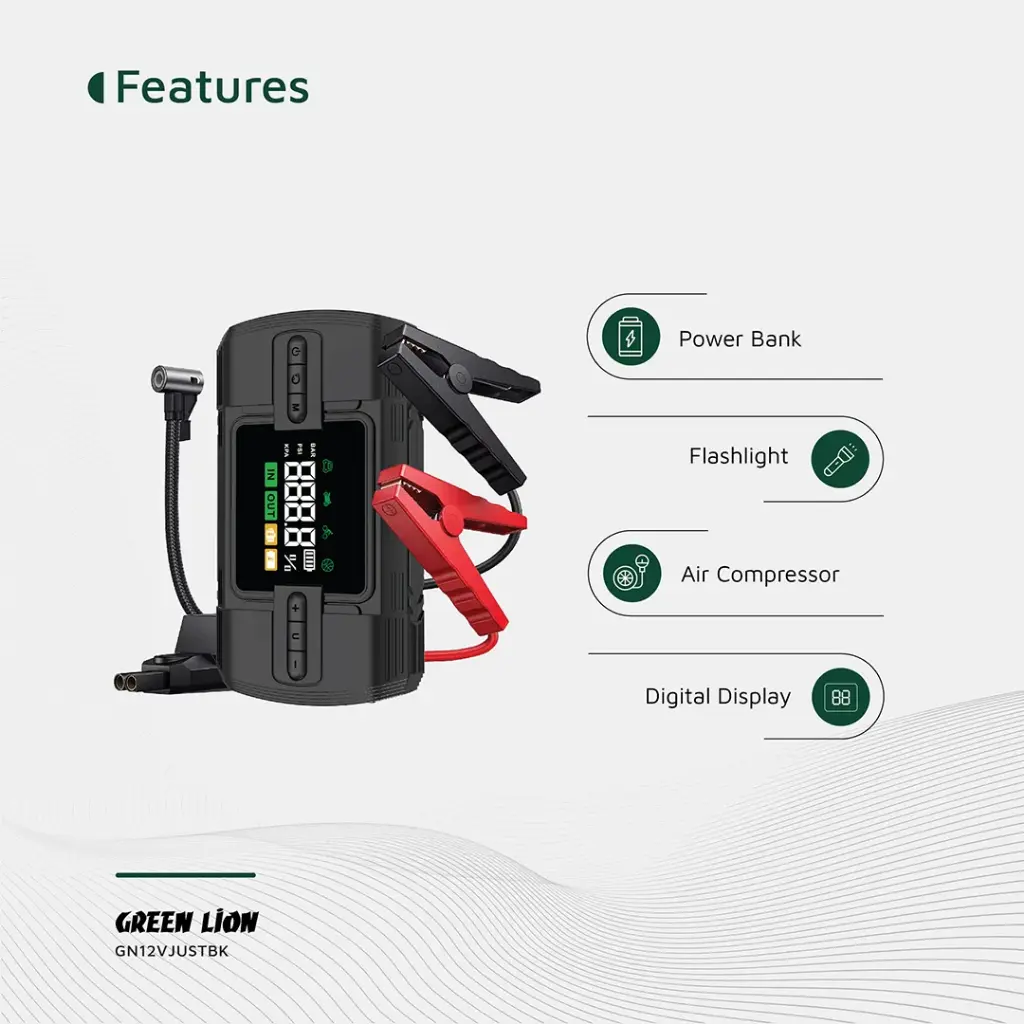 GREEN LION 12V JUMP STARTER 12000 MAH BLACK GN12VJUSTBK thumbnail 3