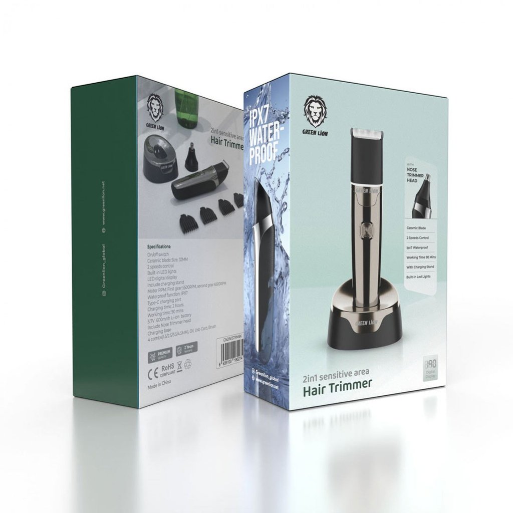 GREEN LION 2 IN 1 SENSITIVE AREA HAIR TRIMER BLACK GN2IN1STRMBK thumbnail 2