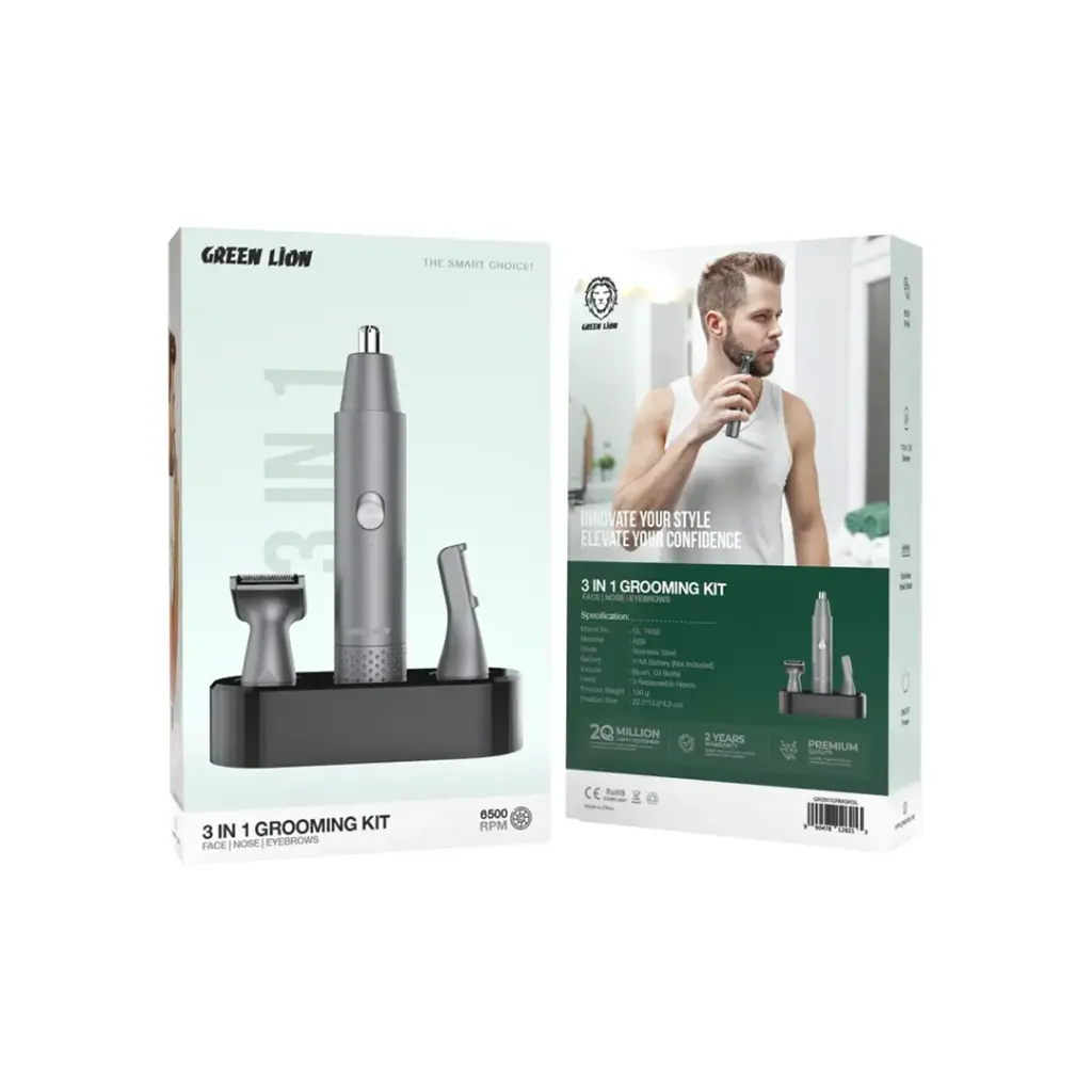 GREEN LION 3 IN 1 GROOMING KIT SILVER GN3N1GRMGKSL thumbnail 2