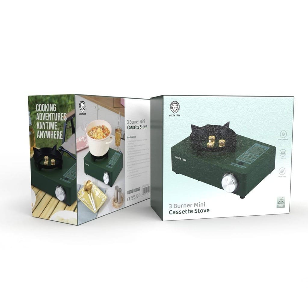 GREEN LION 3 MINI BURNER CASSETTE STOVE GREEN GN3BCSTSTOVGN thumbnail 2